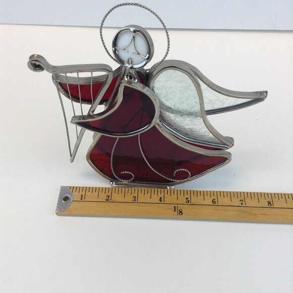 Vintage Red Stained Glass Harp Playing Angel Votive/Tealight Holder - Picture 12 of 16